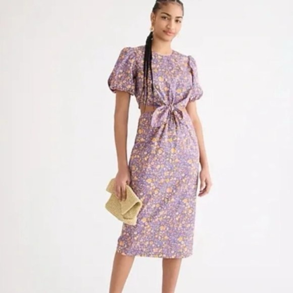 J Crew Cutout cotton poplin dress in midnight floral — size 0